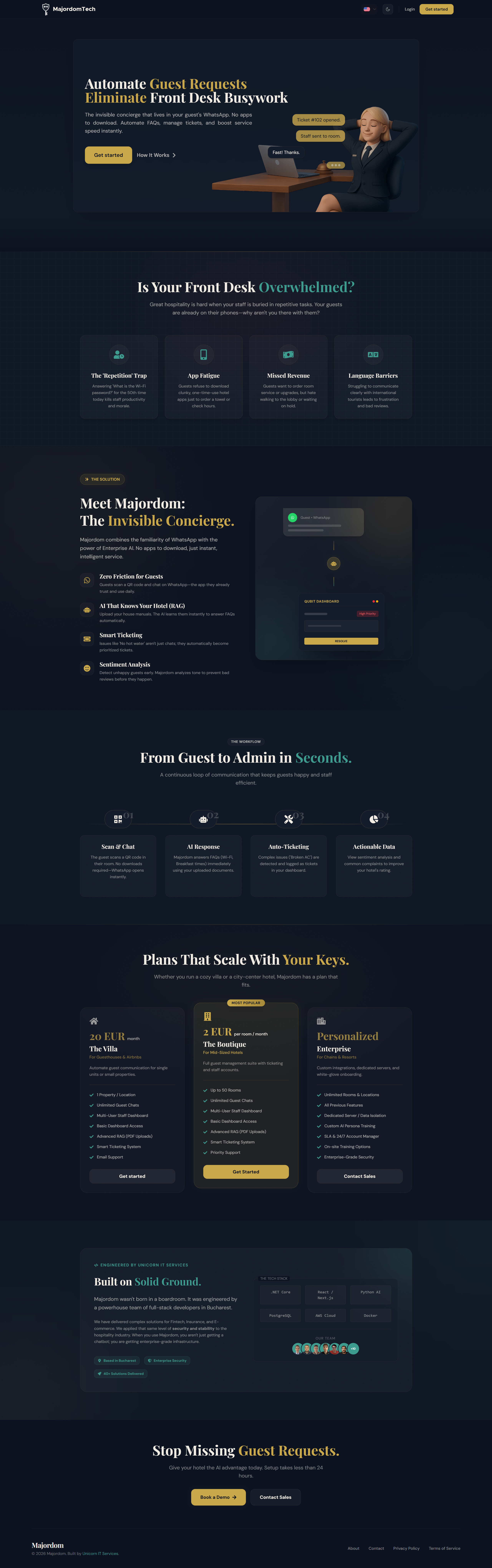 Majordom landing page